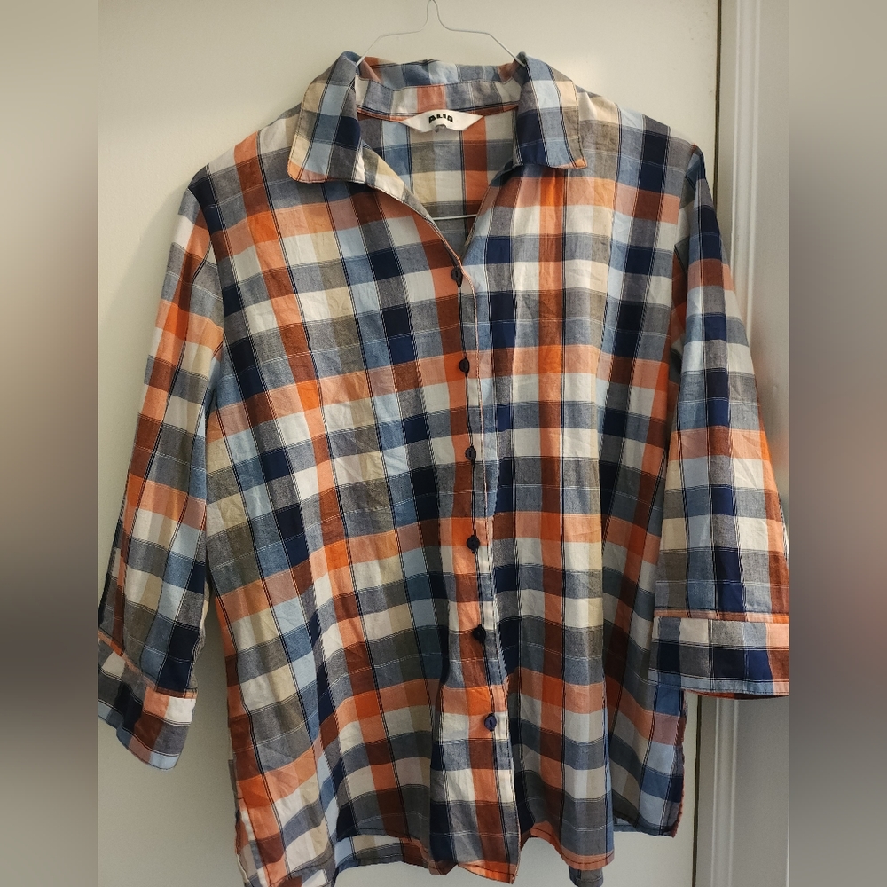 Alia 3/4 sleeve checkered blouse. Size 16, Preloved